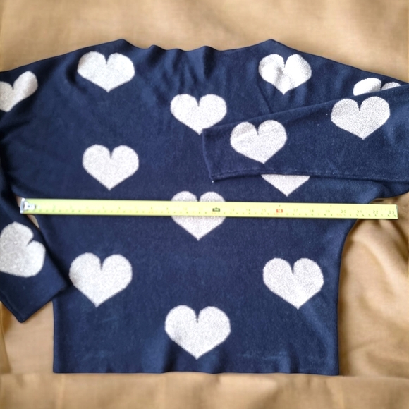 Belldini Metallic Gold Heart Dolman Sleeve Black Sweater - Picture 5 of 9